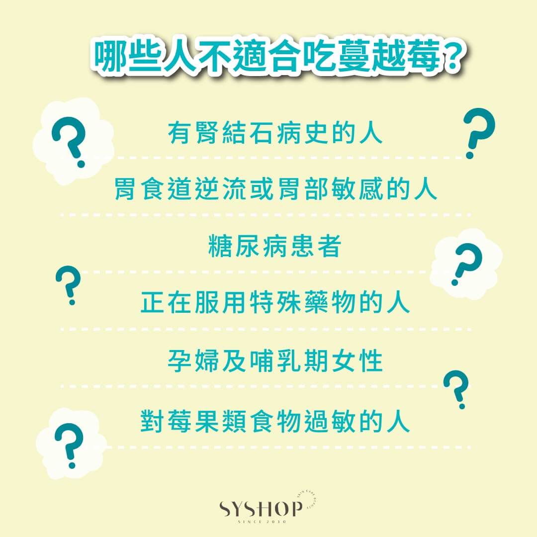 S.Y.Shop 哪些人不適合吃蔓越莓？