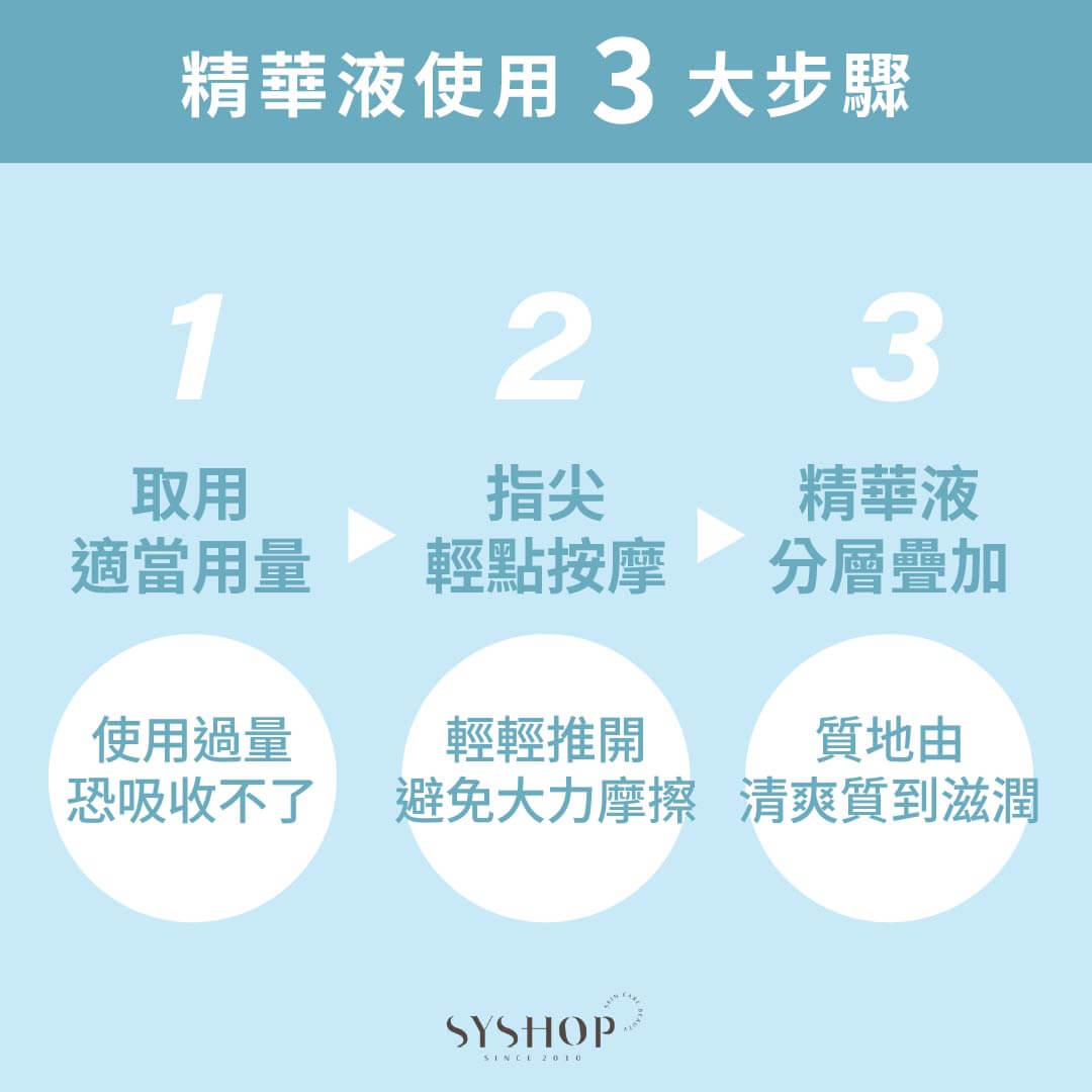 S.Y.Shop 精華液使用 3 大步驟